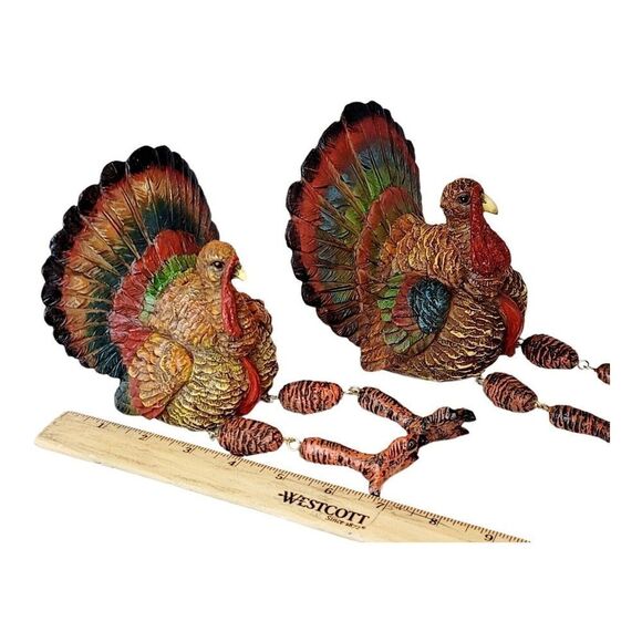 Set of 2 Turkey Thanksgiving Shelf Sitter Window Sill Decoration Door Hanger - Picture 11 of 12